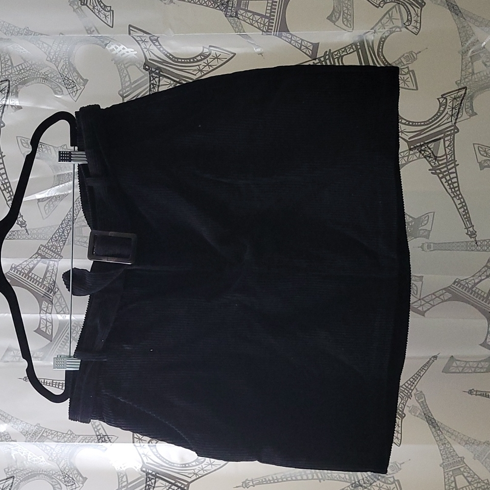 Tamnoon black corduroy mini skirt with belt